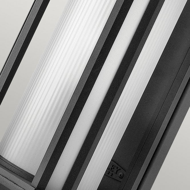 Castelle 1 Light Medium Wall Lantern Ribbed Etched Glass Black