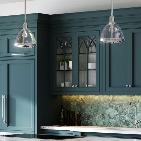 Elroy Single Pendant Light Ribbed Optic Glass Polished Nickel