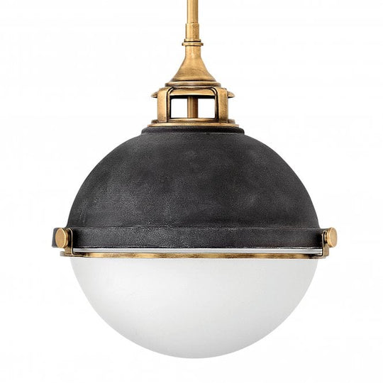Fletcher 3 Light Medium Pendant Light Aged Zinc with Heritage Brass