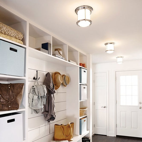 Hadrian 1 Light Flush Ceiling Fitting Opal Glass Chrome