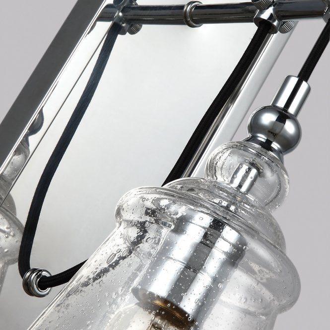 Loras Single Wall Light Polished Chrome Clear Seeded Glass