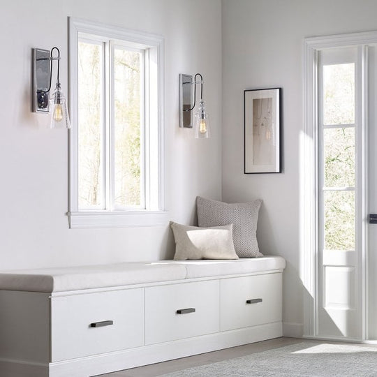 Loras Single Wall Light Polished Chrome Clear Seeded Glass