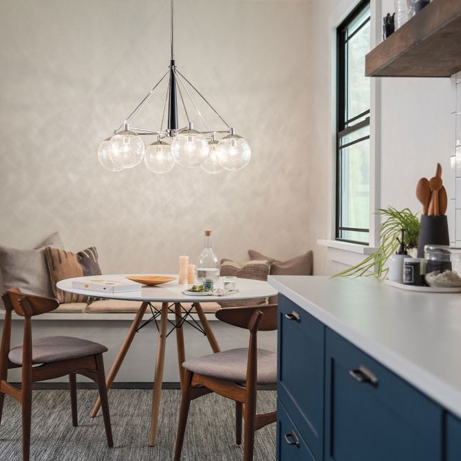 Marilyn 6 Light Chandelier Polished Nickel Seeded Glass