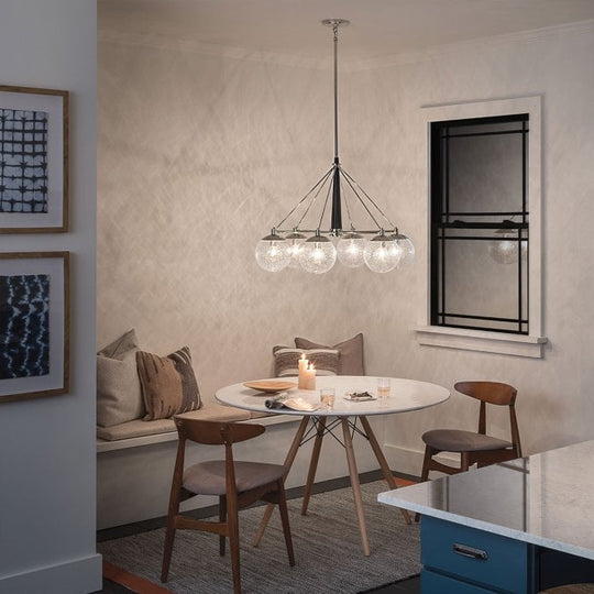 Marilyn 6 Light Chandelier Polished Nickel Seeded Glass