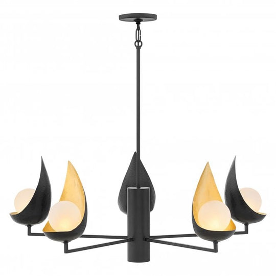 Ren 5 Light Chandelier Black / Gold